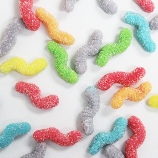 Gummi Tiny Sour Neon Worms - 18 lbs